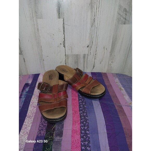 Clarks Collection Sandals Women's Size 7M Leather Multicolor Straps - Picture 2 of 10